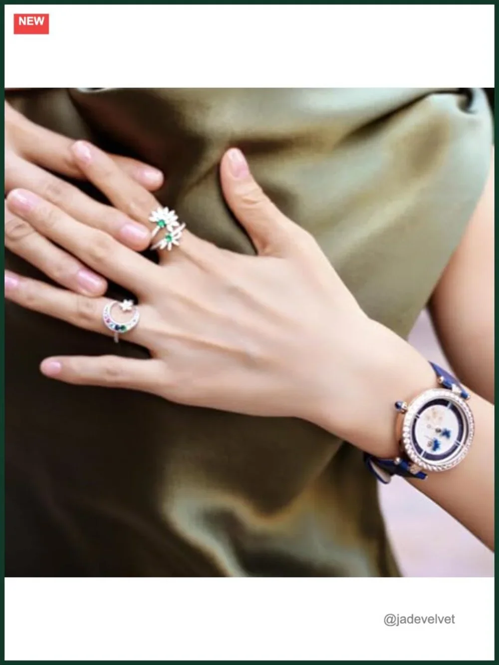 Butterfly Watch for Women Japanese Quartz Leather Strap CZ Sapphire Crystal